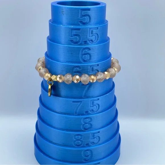 Erimish Blush & Gold Faceted Beaded Stretch Charm Bracelet - Picture 5 of 5